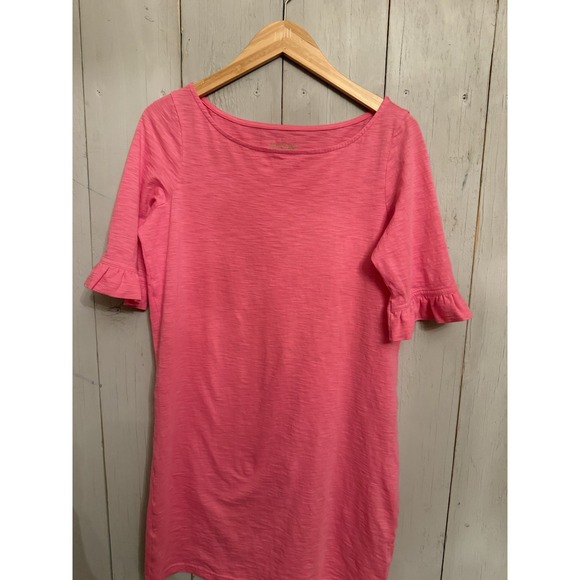 Lilly Pulitzer Somerset T-Shirt M Dress Ruffle Sleeves Passion Pink - Picture 4 of 8